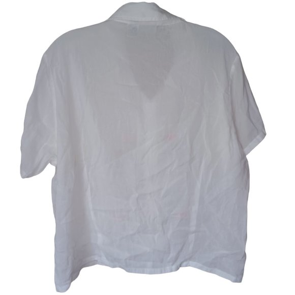 Carolina Colours White Floral Button Down Blouse Size XL - Picture 2 of 3